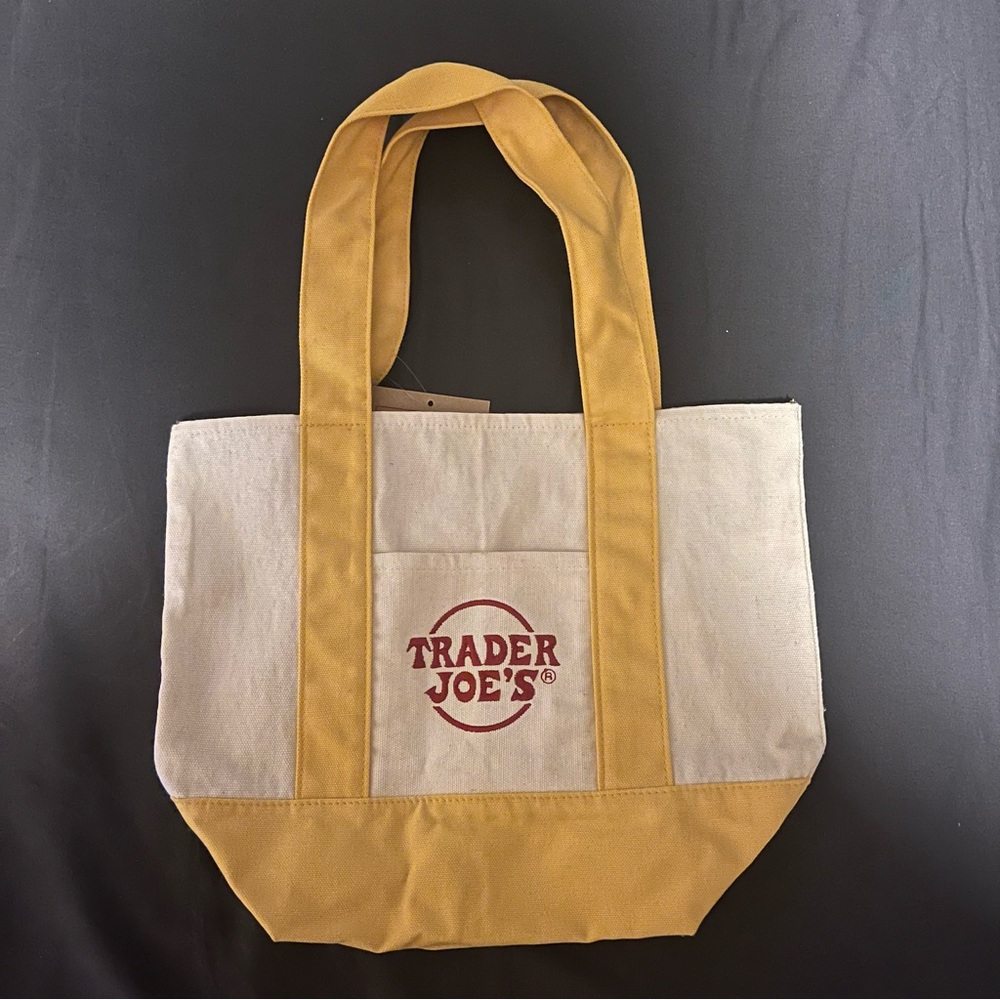 Trader Joe's Yellow Mini Canvas Tote Bag - Picture 3 of 3